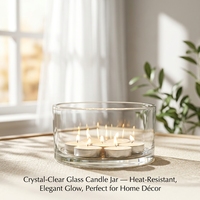 Porte-bougie en verre transparent à large ouverture, bol en verre rond et court pour la décoration de table de mariage, de fête ou de vacances