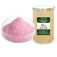 Poudre de fleurs de cerisier sauvage de haute qualité, extrait japonais, emballé sous vide dans un récipient en verre