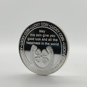 Moneta Commemorativa in Metallo Placcata Argento/Oro, Moneta Portafortuna a Quattro Foglie, Oggetto da Collezione in Argento - Product Image 5