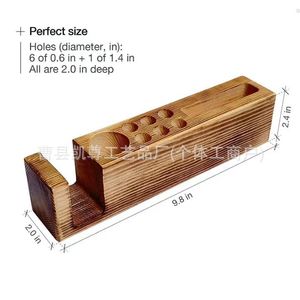 Support de téléphone simple en bois, porte-stylo, support de rangement pour carnet, organisateur de marqueurs et de fournitures de bureau en bois. - Product Image 4