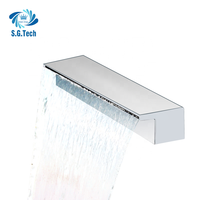 Cascade de piscine en acier inoxydable fontaine ornement de jardin cascade de piscine avec LED