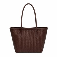 Sac fourre-tout en cuir PU tressé pour femme, grande capacité, sac à bandoulière, fermeture magnétique, sac à main tressé pour femme, vente en gros