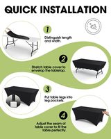Couverture de table en polyester spandex extensible de qualité supérieure-Nappe ajustée élastique de taille 4,5,6,8FT pour la maison, le restaurant et les événements