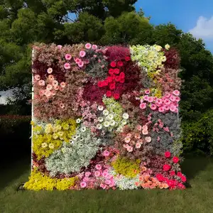 Tùy chỉnh vải florable cuộn lên Hoa Tường Backdrop trang trí đám cưới