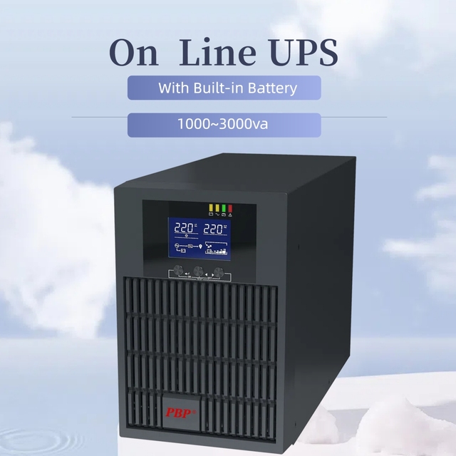 High Quality 3000VA 3KVA 2400W Single Phase Online UPS 3 Pcs 12V 7Ah Lead Acid Battery Mini No-break Power Supply for Office
