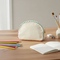 Sac de maquillage portable en toile brodée personnalisée, écologique, avec fermeture éclair, pour filles – Vente chaude en gros