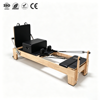 ZENJOY Reformer Pilates Classique Stable en Bois de Chêne pour Entraînement de Base avec Plateforme de Saut et Boîte – Équipement de Pilates pour Studio/Salle de Sport