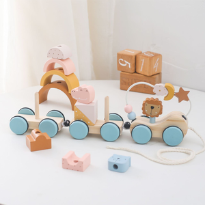 Recién llegado, juguetes de coche de arrastre de madera, juguetes Montessori para niños, juguetes educativos de Aprendizaje Temprano preescolar para niños pequeños - Product Image 5