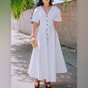 ชุดเดรสแฟชั่นแขนสั้นคอวีเซ็กซี่สำหรับผู้หญิงในฤดูร้อน - Product Image 1