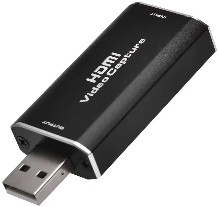 USB 2.0ビデオキャプチャカード録音オーディオゲームライブストリーミング放送マイク (TVループアウト)