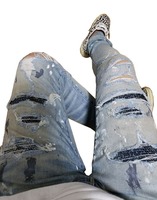 Fabricant de jeans sur mesure, streetwear, hip hop, jeans skinny déchirés et ornés de strass pour hommes
