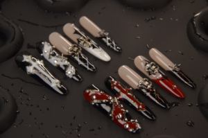 Alto para <span class=keywords><strong>Harry</strong></span> <span class=keywords><strong>Potter</strong></span> Slytherin Nail Art Rojo Negro Estilo francés Aplicación <span class=keywords><strong>m</strong></span>ágica extraíble Uñas artificiales para dedos - Product Image 3