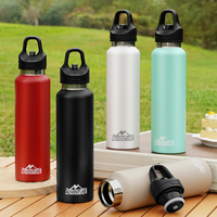 Bouteille d'eau de voyage en acier inoxydable à double paroi isolée sous vide, colorée, 500 ml, à large ouverture, portable, pour enfants, sports de plein air