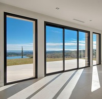 As2047 Porte coulissante en aluminium insonorisée et économe en énergie aux normes australiennes Porte coulissante en verre trempé