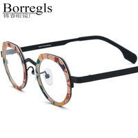 Gafas Borregls de Acetato y Titanio para Mujer, Montura Redonda de Diseñador, Nueva Marca 2025, Gafas Ópticas para Hombre, Modelo 185892