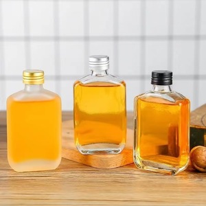 Bouteille en verre transparente plate de 100 ml la plus vendue avec bouchon à vis métallique pour boissons, vin, café, <span class=keywords><strong>tequila</strong></span> - Product Image 6