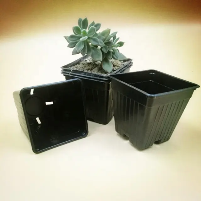 Goedkope Plastic Vierkante Decoratieve Bloempotten Potten Plastic Trays