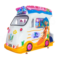 Manège familial MSKY Surf Van Kiddie Rides 4 places, bus balançoire, divertissement, jeux vidéo, intérieur, à monnayeur, fibre de verre, anglais, CE, 1 an de garantie