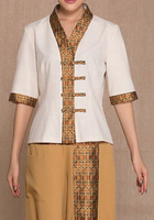 Ensemble de blouses de travail unisexes pour spa thaïlandais, salon de beauté, hôtel, pour femmes et hommes, en polyester, haut de massage, chemise, veste