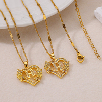 Collier d'été en acier inoxydable avec pendentif en forme de cœur creux, 26 lettres, plaqué or, simple, pour femmes