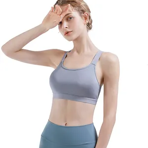 Soutien-gorge de sport sans couture pour femme, bretelles arrière, sans armatures, coupe extensible, pour la course à pied, fitness, yoga