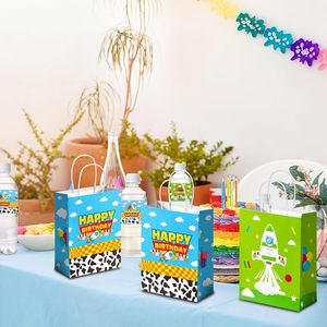Bolsas de Regalo con Diseño de <span class=keywords><strong>Vaca</strong></span>, Bolsas de Papel con Asa para Fiestas de Cumpleaños, Cielo Azul y Nubes Blancas - Product Image 5