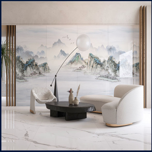 Gran lujo 1000x3000 losa de roca mate Pared de TV patrón continuo piedra sinterizada para entrada de sala de estar fondo de losa de roca - Product Image 2