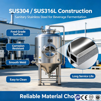 Cuve de Fermentation Industrielle en Acier Inoxydable, Cuve à Double Enveloppe, Refroidissement et Chauffage, Fermenteur SS304