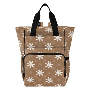 Hawaii Diaper <b>Backpack</b> <b>Brown</b> Tiare Flower Print Custom Design Baby Bags Women Waterproof Travel Diaper <b>Backpack</b> for Mom - Product Image 2