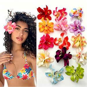 Pinces à cheveux en tissu bohème à double fleur hawaïenne pour femmes et filles, multicolores, pour les fêtes, printemps-été, vente chaude, prix d'usine abordable - Product Image 2