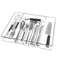 Transparent Acrylique Cuisine En Plastique Extensible Ustensile Argenterie Plateau Couverts Tiroir Organisateur Acrylique Couverts Plateau Cuisine Tiroirs