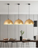 Lampe suspendue LED ronde en titane doré, petite, avec abat-jour en fer, lumière suspendue E14, salon, style industriel, dimmable, installation facile