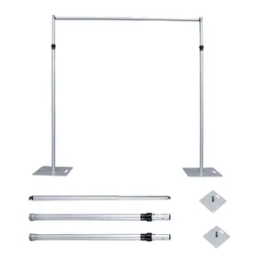 High Quality Single Crossbar 3 m x 3 m Silver Iron Aluminium Metal heavy duty pipe and drape backdrop stand for Wedding Events