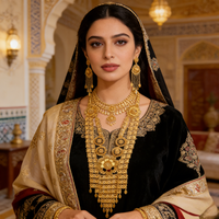Ensemble de bijoux Hongyue de luxe plaqué or 24 carats, design tournesol arabe, collier et boucles d'oreilles pour femmes, pour mariage et fête