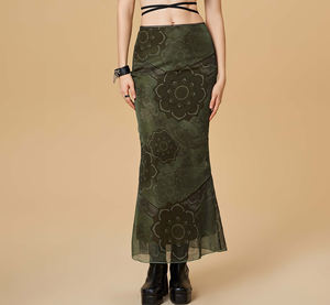 <span class=keywords><strong>Falda</strong></span> <span class=keywords><strong>Larga</strong></span> Vintage para Mujer, <span class=keywords><strong>Falda</strong></span> Casual de Moda Gótica con Abertura Trasera, Elástica, Ajustada y Plisada - Product Image 1