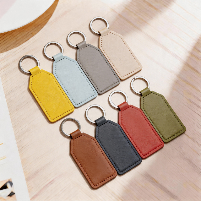 Custom Leather Keychain Wholesale Blank PU Keyring for Uv Printing Laser Engraving Personalized Corporate Logo Promotional Gift