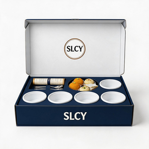 Caja de Papel Ecológica Profesional Personalizada para Empacar Alimentos, Color Azul Oscuro, para <span class=keywords><strong>Postres</strong></span>, Panadería, Sushi, Comida para Llevar, con Insertos - Product Image 2