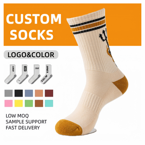 Factory Price Fashionable Sweat Absorbent Elastic Top Cotton Blend Knitted Crew Jacquard <b>Socks</b> – for Outdoor Home Wear - Product Image 2