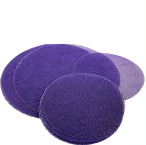 6 pulgadas 150MM Grano 40-2000 Malla de cerámica púrpura Abrasivo sin polvo Disco de gancho y bucle Discos de lijado de malla para lijado de paneles de yeso - Product Image 4