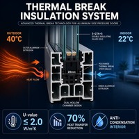 Puerta Corredera de Patio de Aluminio de Alta Resistencia con Rotura de Puente Térmico, Doble Acristalamiento y Aislamiento Acústico para Interiores, Sala de Estar o Villa