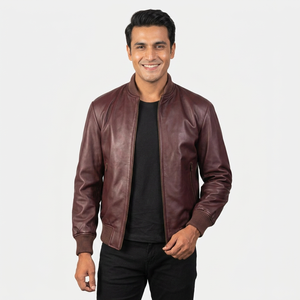 <b>Men's</b> High Quality Black Lamb <b>Leather</b> <b>Jacket</b> Customizable New Design Stand Collar Winter Fashionable High Street <b>jacket</b> for <b>men</b> - Product Image 1
