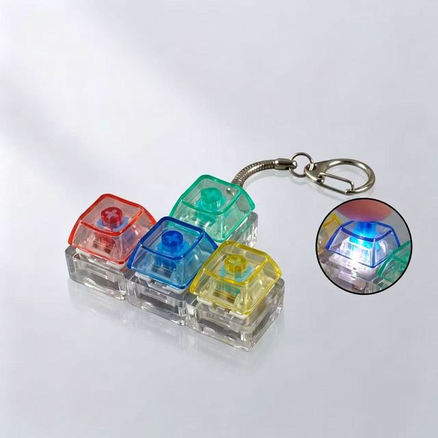 Custom Acrylic LED Fidget Keychain with UV Printing Cartoon Pattern Square Shape-Stress Relief Toy for Keyboard Keyring