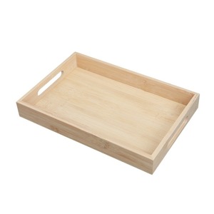 Rectangular Wooden Serving <b>Tray</b> With Handle Natural Wood Color For <b>Tea</b> Food Serving - Product Image 1