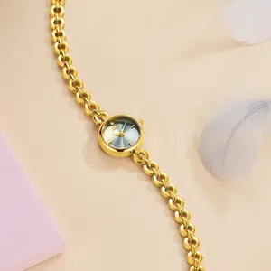 Relógio feminino dourado simples, relógio elegante, pulseira pequena, relógio feminino, indicador de marca de moda, retrô, joia, 2021