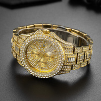 Nouvelle montre pour homme - Montre-bracelet à quartz élégante entièrement sertie de diamants - Montre de style hip-hop pour homme