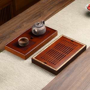 Bandeja de té de bambú, mesa para preparación de té en seco, escurridor de tazas, bandeja de almacenamiento de agua, accesorios para la ceremonia del té, juego de té de bambú, fábrica - Product Image 4