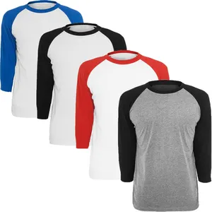 Của Nam Giới Bán Buôn T Shirts Màu Sắc Tương Phản 3/4 Tay Áo Sơ Mi Cho Nam Giới 100% Cotton Men Raglan T Shirts