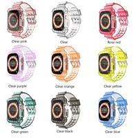 BEEFLYPOWER Fabrikverkauf Transparentes TPU Klares Armband + Hülle Ohne Displayschutzfolie Sportliches Silikonarmband für Apple Watch S10 42mm/46mm