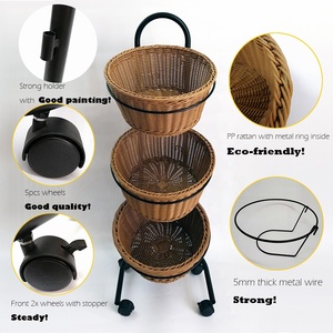 Scaffale Multilivello <span class=keywords><strong>in</strong></span> <span class=keywords><strong>Vimini</strong></span> per Cucina, Portaoggetti Rotante <span class=keywords><strong>in</strong></span> Plastica PP Effetto Rattan per Dispensa, Bagno, Camera da Letto - Product Image 6