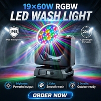 Projecteur LED mobile RGBW 19x60W pour extérieur, étanche IP65, avec DMX, Halo, Aura, Wash, Beam pour événements, fêtes, mariages, DJ, discothèque